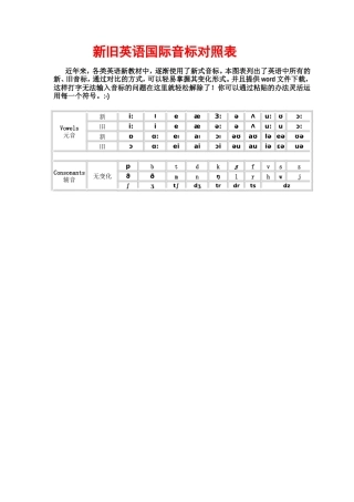 新旧英语国际音标对照表