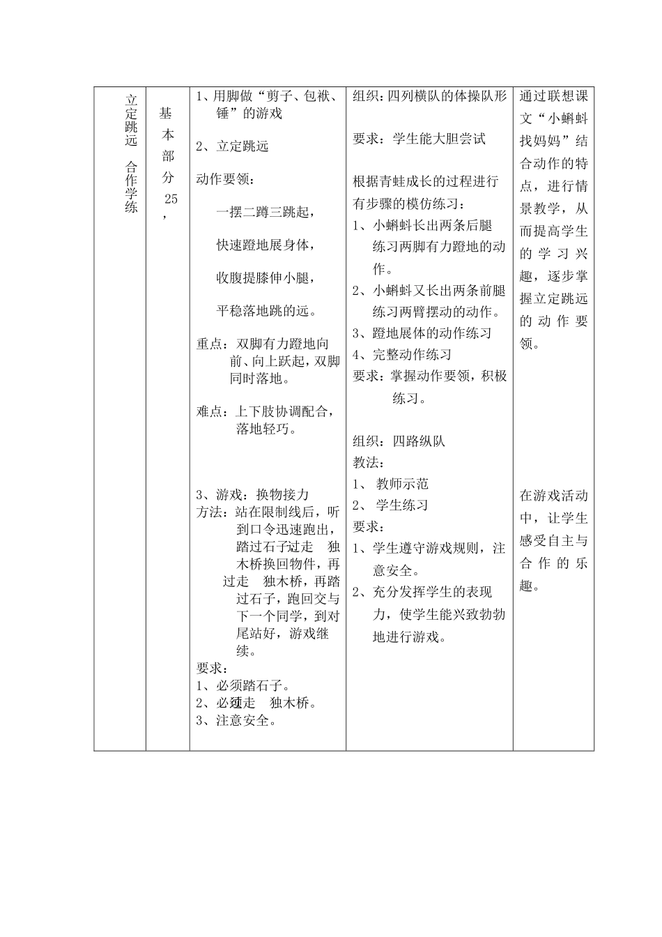 小学二年级体育教案《立定跳远》_第3页