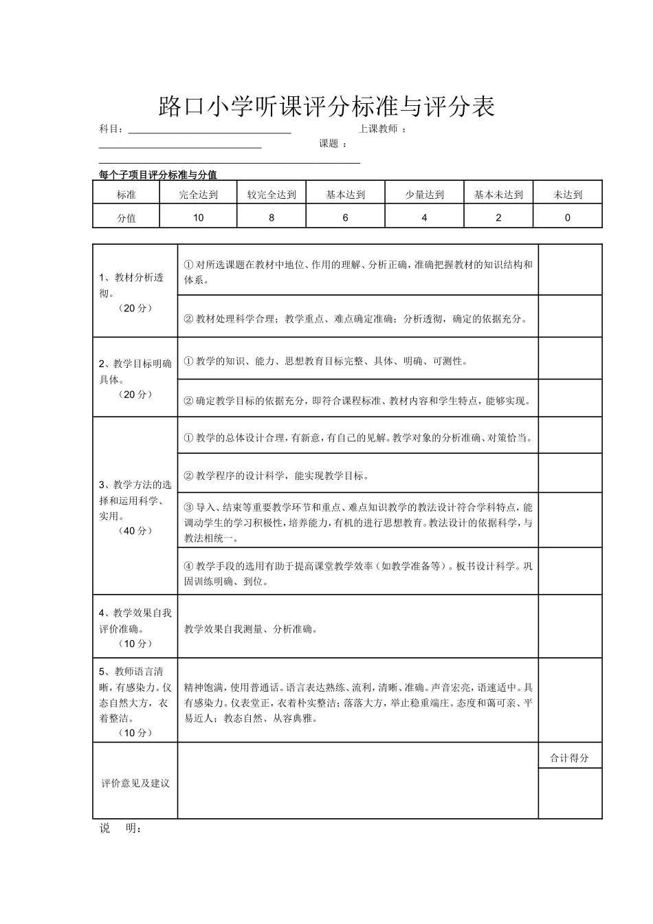 教师公开课评分表_第2页