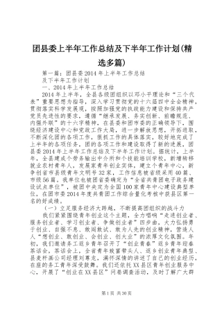 团县委上半年工作总结及下半年工作计划(精选多篇)