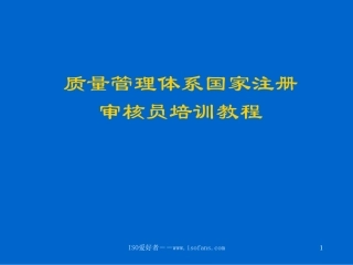 质量管理体系国家注册审核员培训教程