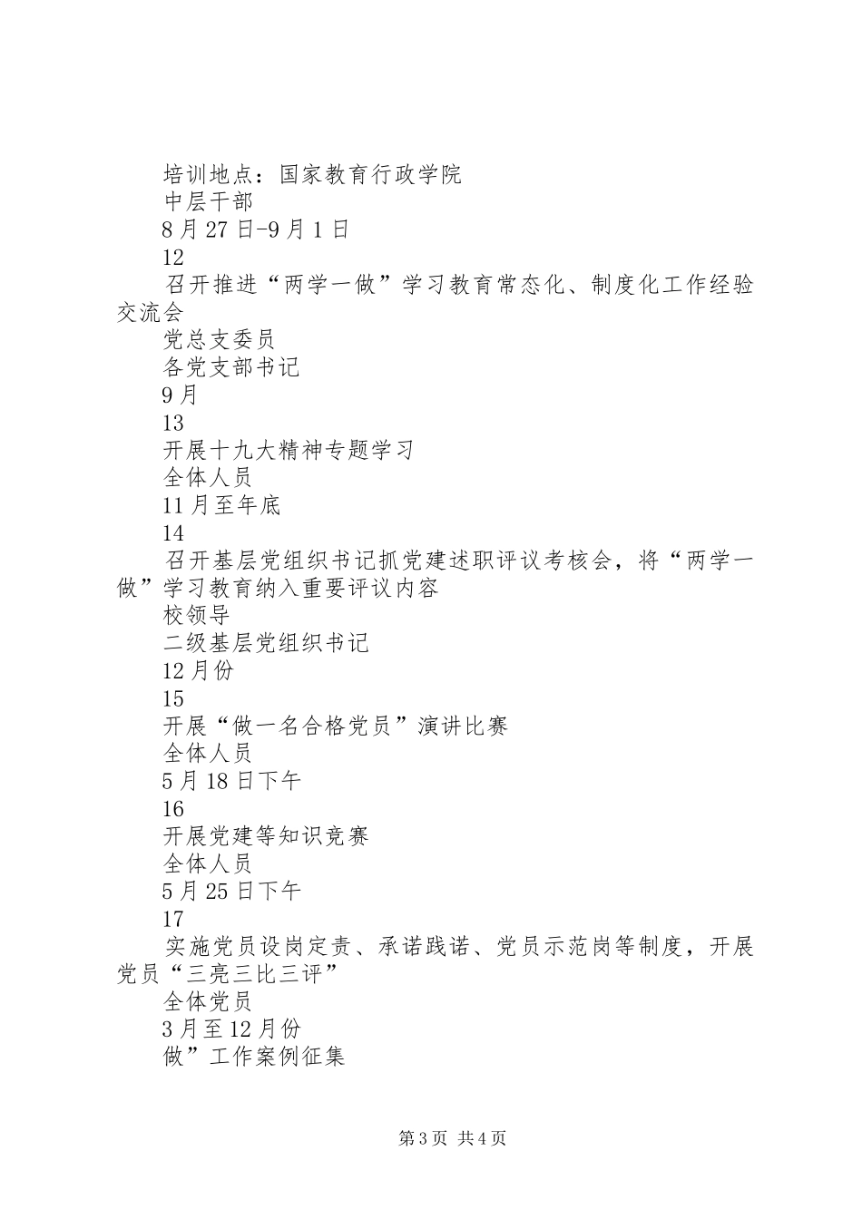 图书馆XX年推进“两学一做”学习教育常态化、制度化工作安排表_第3页