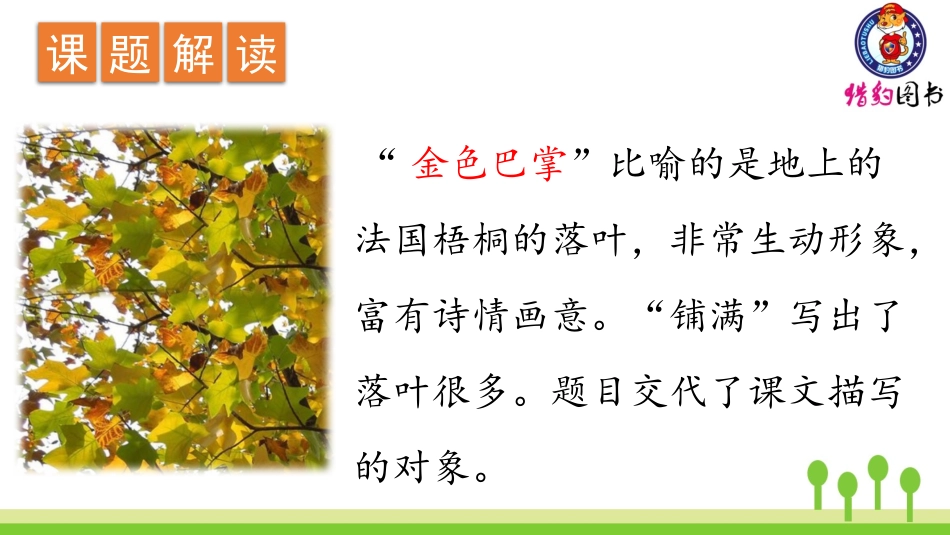 新部编教材三年级上册语文5 铺满金色巴掌的水泥道ppt_第3页