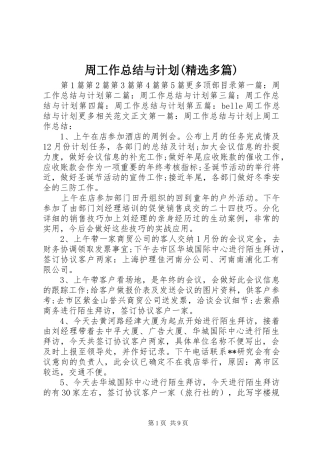 周工作总结与计划(精选多篇)