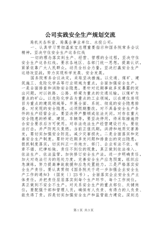公司实践安全生产规划交流