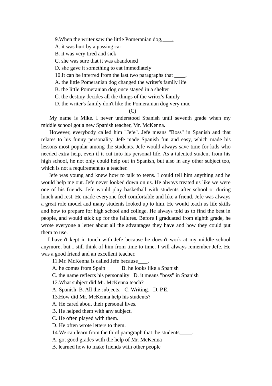 宁县五中2014-2015学年高一英语上学期期中试题_第3页