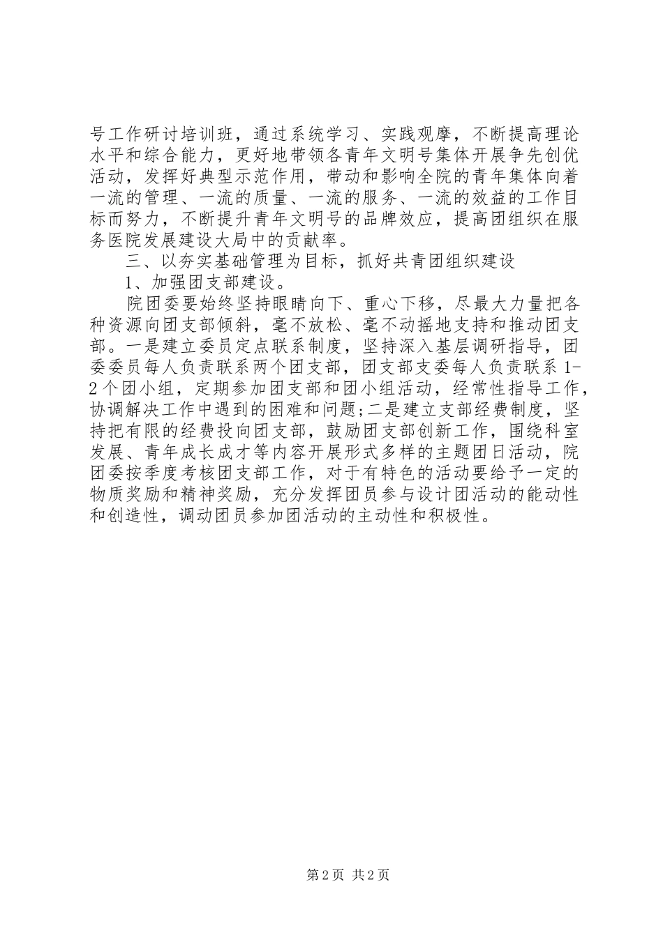 XX年甲级医院团委主任工作计划范文_第2页