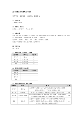 文化传播公司运营商业计划书