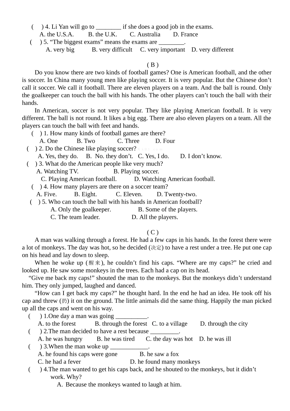 2016年小升初英语模拟测试题6_第3页