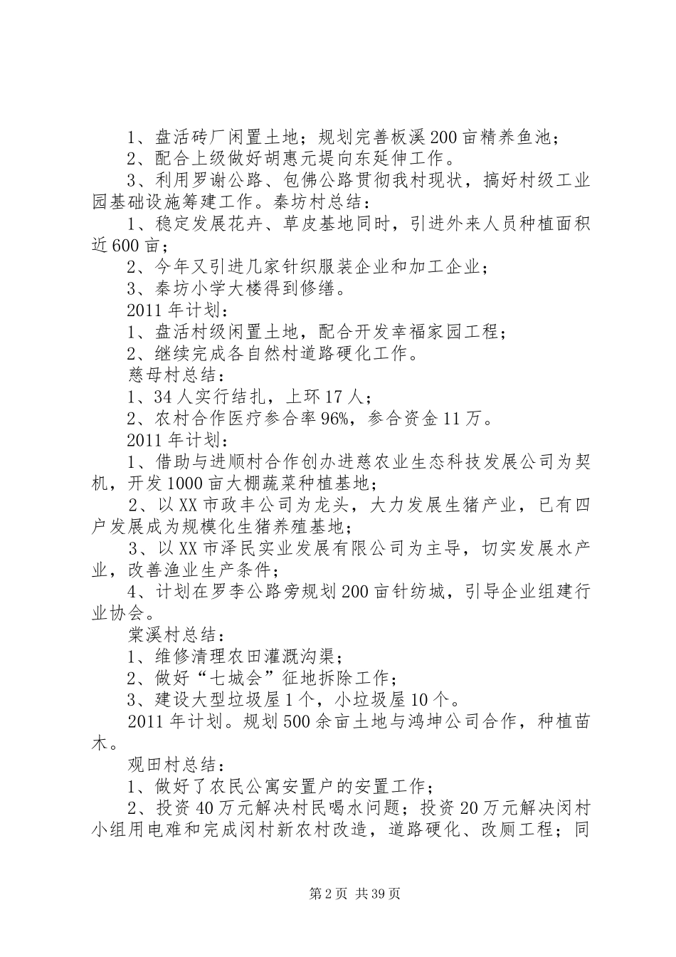 各村总结及计划_第2页