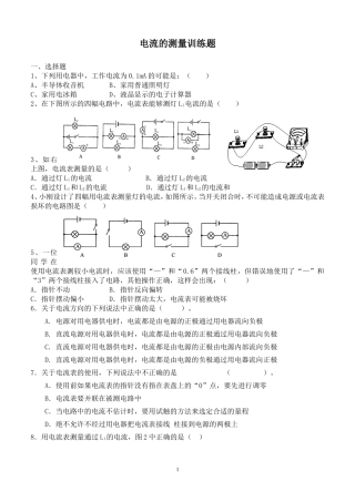 九年级物理电流的测量练习题