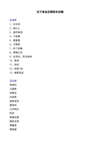 食品店铺取名