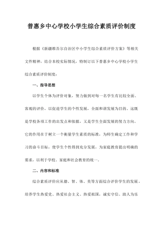 小学生综合素质评价制度