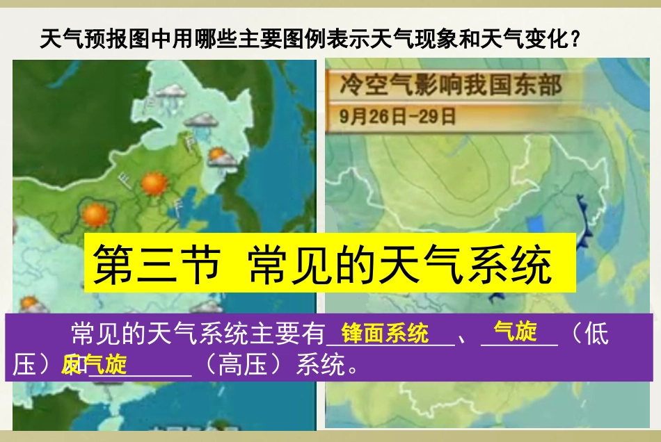 市级公开课优秀课件《常见的天气系统》_第1页