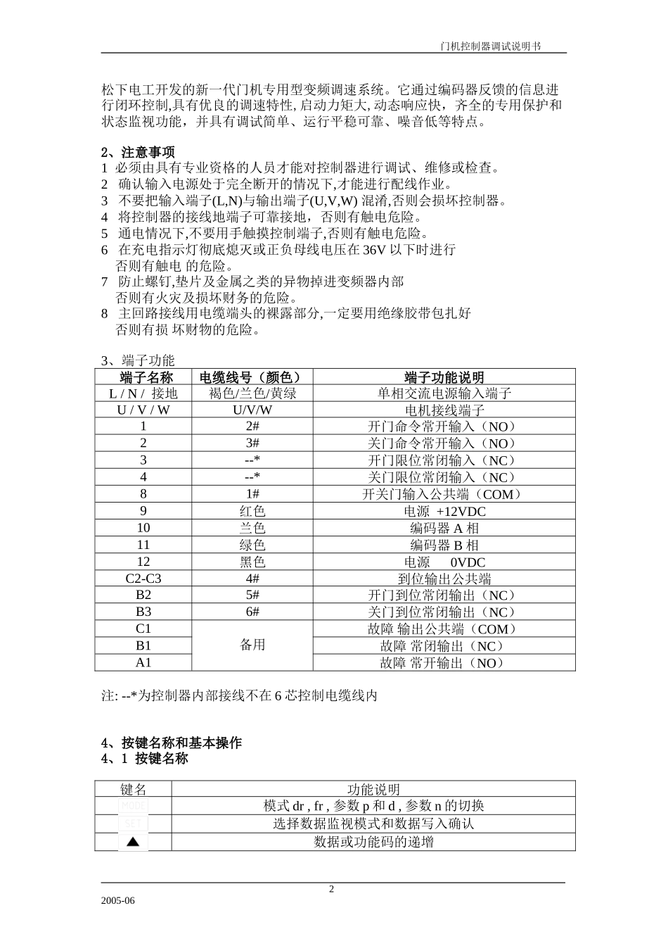 松下AAD0302门机调试说明书.._第2页