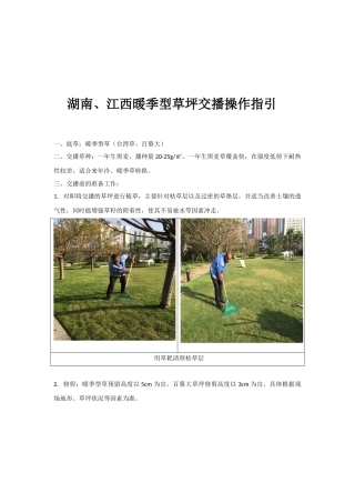 湖南、江西暖季型草坪交播技术指引