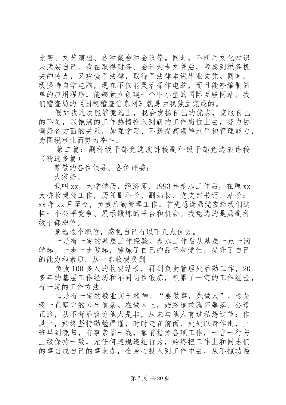 税务系统副科级干部竞选演讲五篇范文_第2页