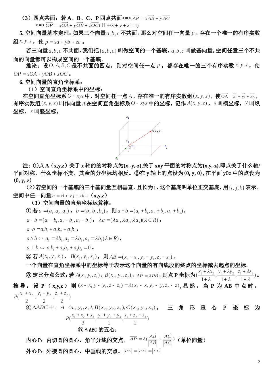 空间向量与立体几何知识点与例题_第2页