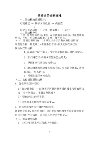 结核病的诊断标准