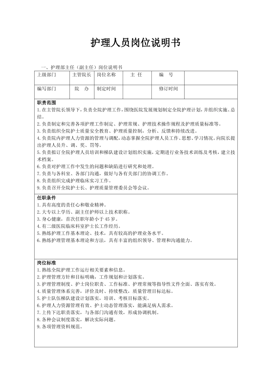 各级护理人员岗位说明书_第1页