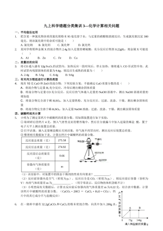 九上科学错题分类集训3—化学计算相关问题