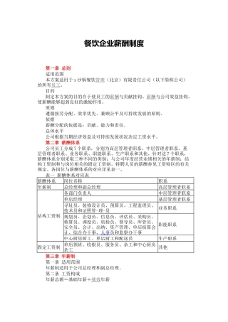 餐饮薪酬制度