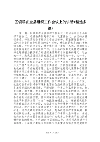 区领导在全县组织工作会议上的讲话(精选多篇)