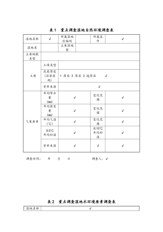 湿地调查表格及说明(1)