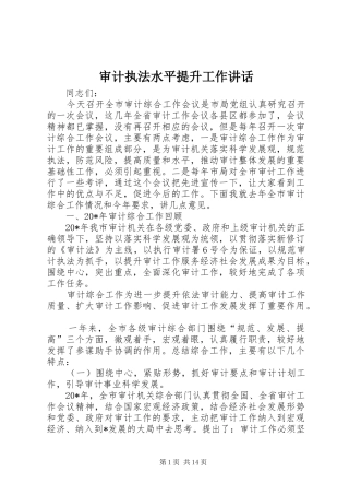 审计执法水平提升工作讲话