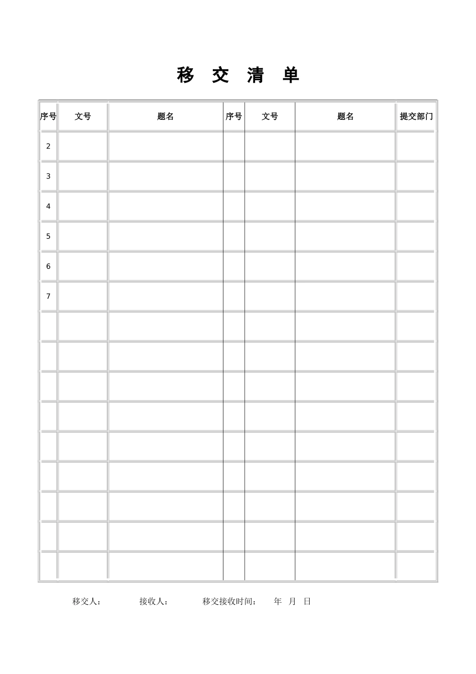 移交清单格式_第2页