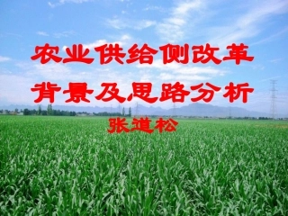 农业供给侧改革背景及思路分析(培训)