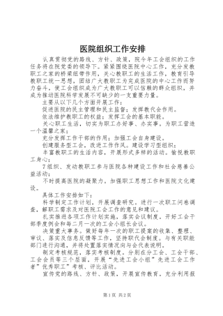 医院组织工作安排