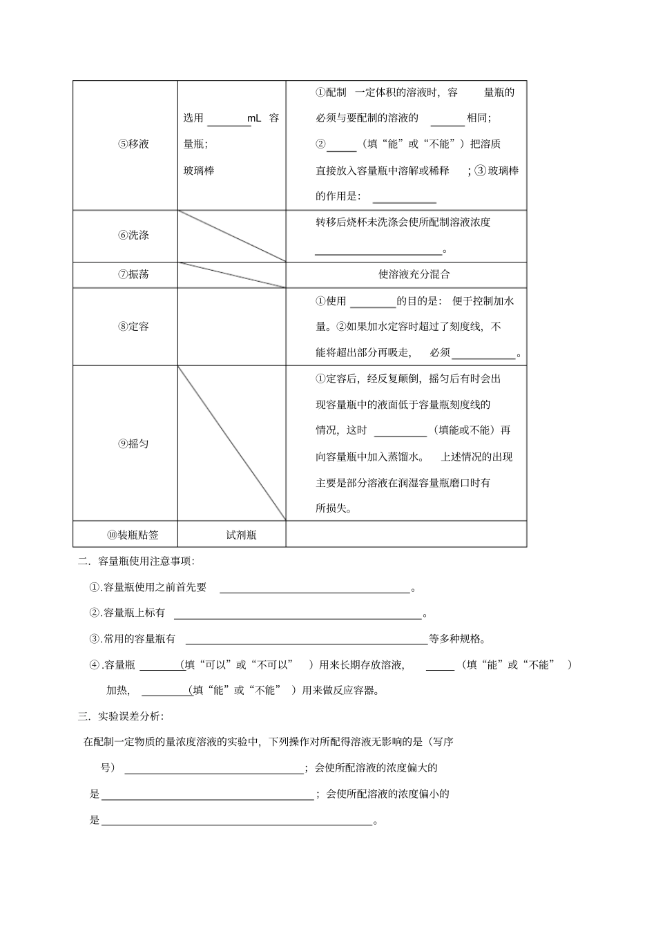 人教版高中化学必修一试验配制一定物质的量浓度的溶液x_第2页