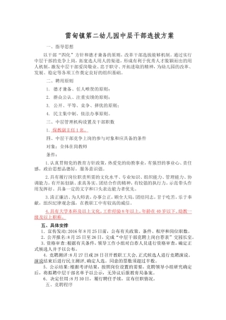 雷甸镇第二幼儿园中层干部选拔方案