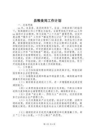 县粮食局工作计划