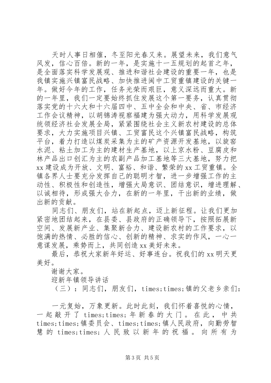 迎新年镇领导讲话_第3页