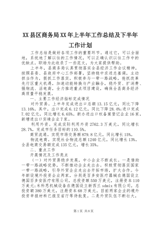 XX县区商务局XX年上半年工作总结及下半年工作计划