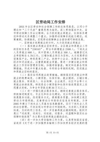 区劳动局工作安排