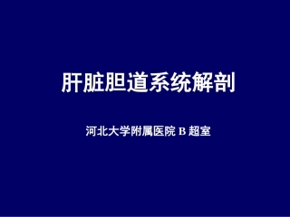 肝脏胆道系统解剖