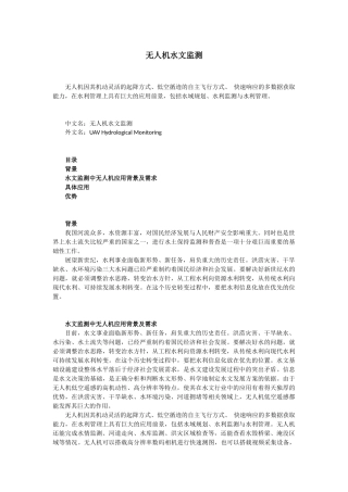 无人机水文监测