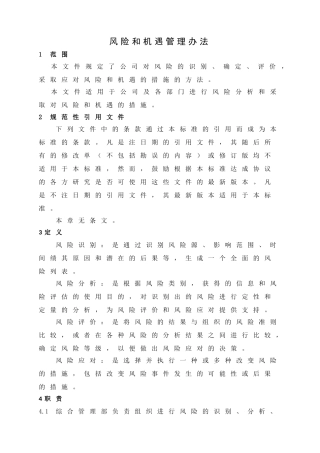 风险和机遇管理办法