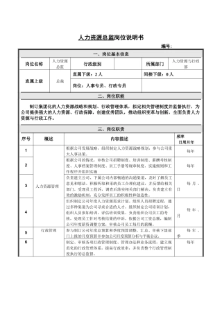岗位说明书-HRD