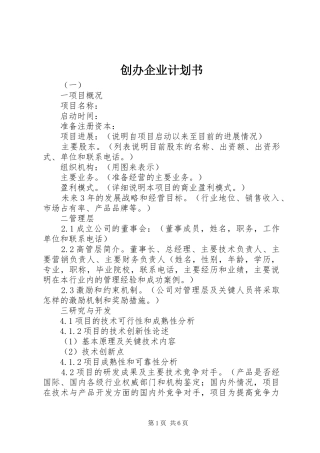 创办企业计划书