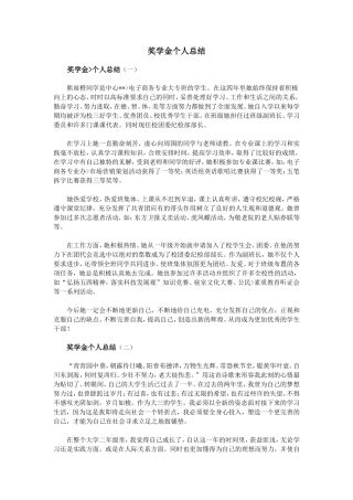 奖学金个人总结