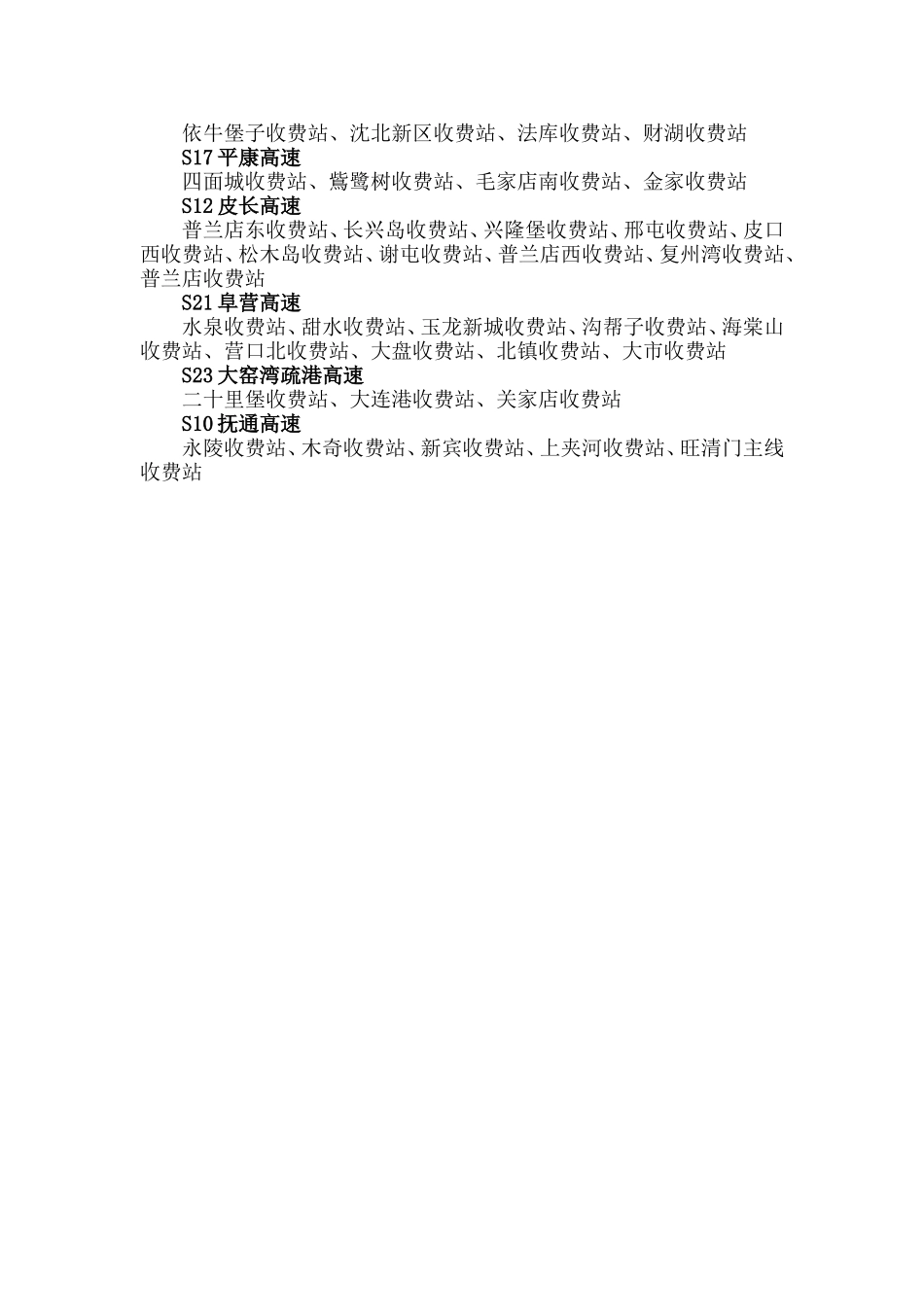 辽宁省高速公路收费站一览表_第3页