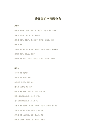 贵州矿产资源分布