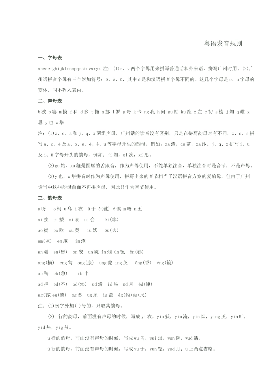 粤语发音规则及拼音方案_第1页