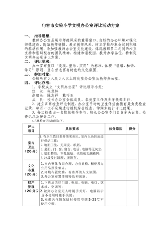 实验小学文明办公室评比活动方案