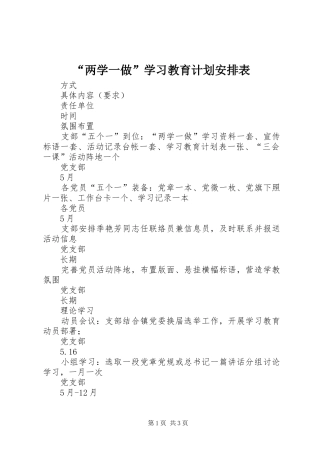 “两学一做”学习教育计划安排表