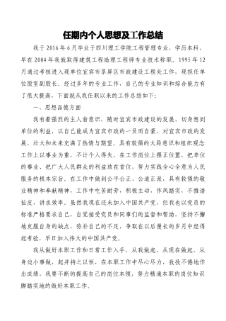 工程师任期内个人思想及工作总结